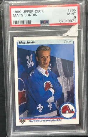 1990 Upper Deck Mats Sundin PSA 9 RC front