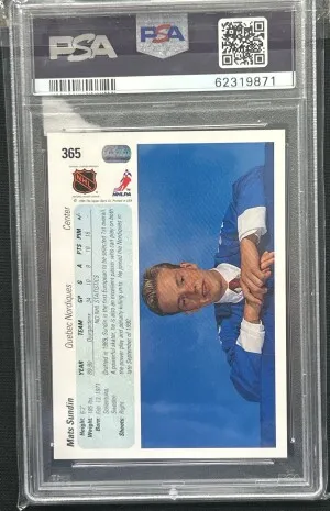 1990 Upper Deck Mats Sundin PSA 9 RC back