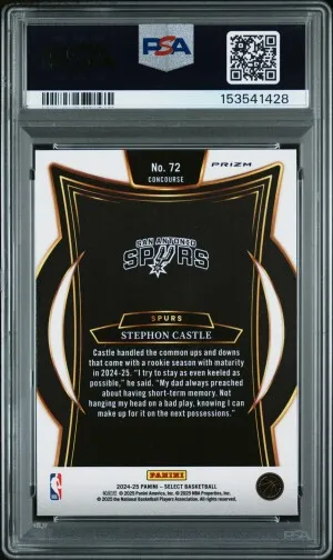 2024 Panini Select Stephon Castle Orange Flash PSA 10 back
