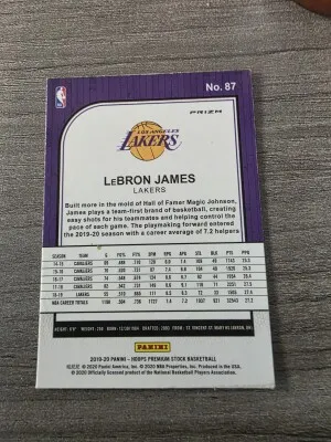 2019 Hoops Premium Stock LeBron James Red Holo back