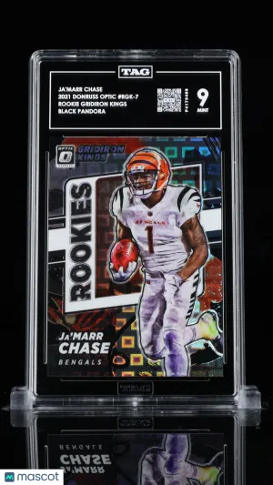 2021 Donruss Optic RC Gridiron Kings Ja'Marr Chase #RGK-7 Black Pandora /25 TAG front