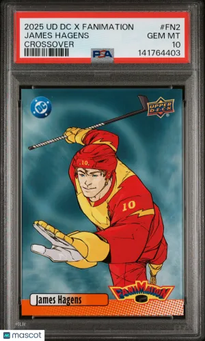 2025 Upper Deck DC X Fanimation Crossover James Hagens #FN2 Rookie PSA 10 front