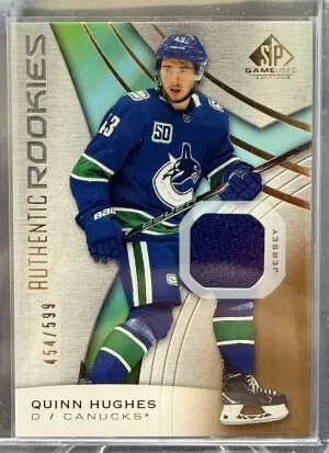 2019-20 SP Game Used - Quinn Hughes - Authentic Rookies (Jersey) - 454/599 - 183 front