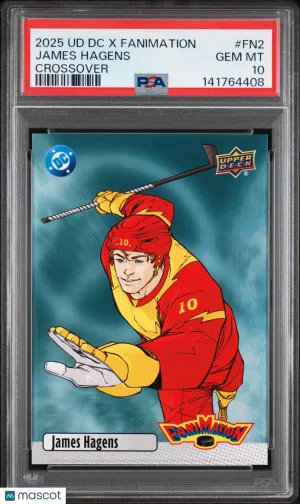 2025 Upper Deck DC X Fanimation Crossover James Hagens #FN2 Silver Rookie PSA 10 front