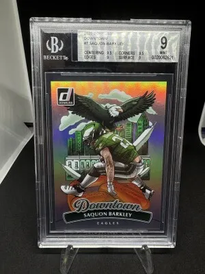 2025 Panini Donruss Downtown Insert Saquon Barkley #7 Eagles BGS 9 front