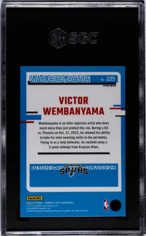 2023-24 Donruss Optic Victor Wembanyama Pink Hyper SGC 9.5 back