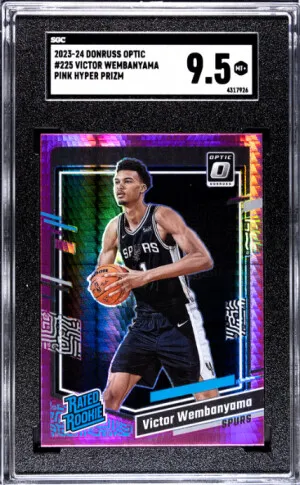 2023-24 Donruss Optic Victor Wembanyama Pink Hyper SGC 9.5 front