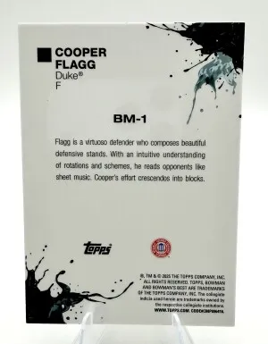 2025 Bowman U Best COOPER FLAGG Bowman Masterpieces back