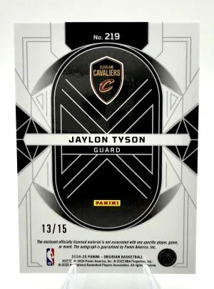 2024-25 Obsidian JAYLON TYSON Hot Springs Flood RPA /15 back
