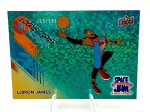 2021 Upper Deck Space Jam LEBRON JAMES Looney Tunes In Action Aqua Sparkle /599 front