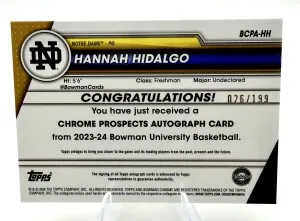 2023-24 Bowman Chrome U HANNAH HIDALGO Prospects Lava Refractor AUTO /199 back