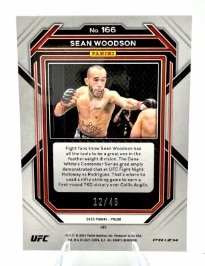 2023 Prizm UFC SEAN WOODSON Teal ROOKIE /49 back