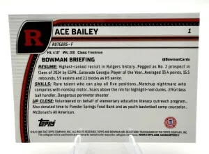 2024-25 Bowman Chrome U ACE BAILEY Stealth Refractor 1st Bowman back