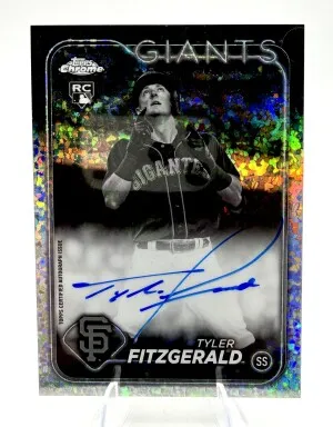 2024 Topps Chrome TYLER FITZGERALD Black And White Mini Diamonds ROOKIE AUTO SSP front