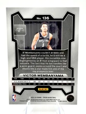 2023-24 Prizm VICTOR WEMBANYAMA #136 ROOKIE back