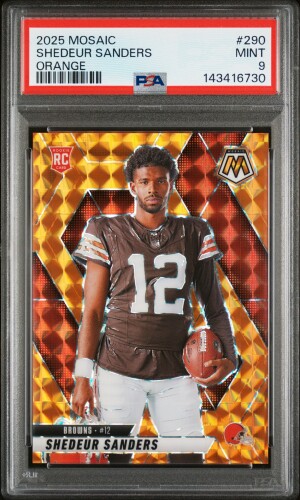 2025 Panini Mosaic Shedeur Sanders Orange Color Match /199 PSA 9 front