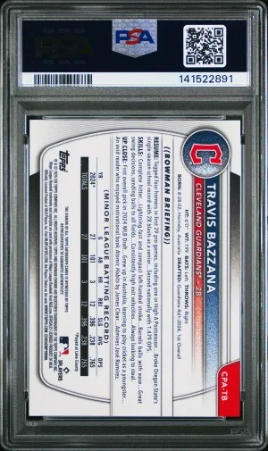 2025 Bowman Chrome Prospect Autographs Travis Bazzana Chrome Pros Au-Yellow Ref back