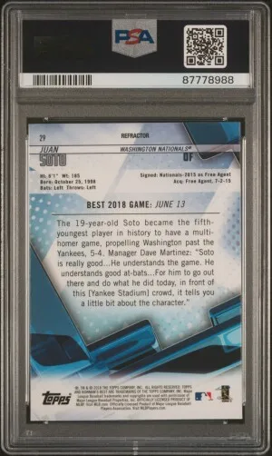 2018 Bowman's Best Juan Soto Refractor back