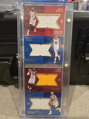 2016 Panini Preferred Quads Lebron James Stephen Curry James Harden Kevin Durant Game Used Patches /149 Booklet front