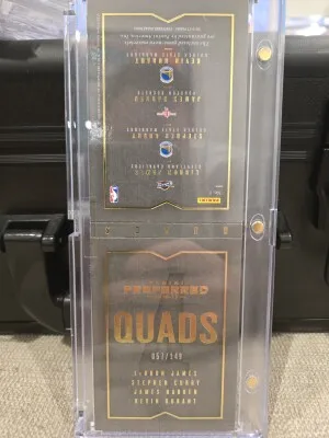 2016 Panini Preferred Quads Lebron James Stephen Curry James Harden Kevin Durant Game Used Patches /149 Booklet back