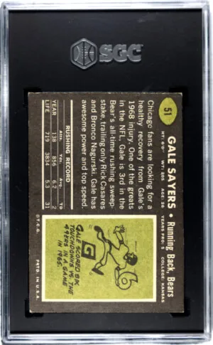 1969 Topps Gale Sayers SGC 6.5 back