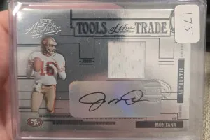2005 Absolute Memorabilia Joe Montana Tools Of The Trade Patch Auto /50 front