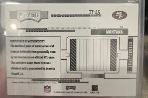 2005 Absolute Memorabilia Joe Montana Tools Of The Trade Patch Auto /50 back