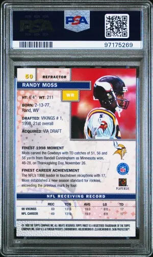 1999 Finest Randy Moss Refractor back