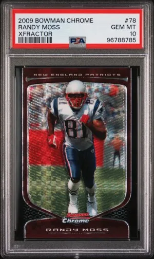 2009 Bowman Chrome Randy Moss Xfractor front