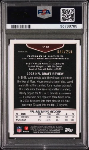 2009 Bowman Chrome Randy Moss Xfractor back