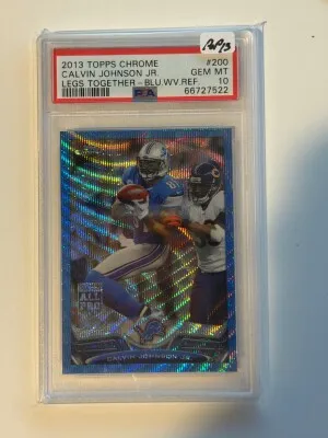 2013 Topps Chrome Calvin Johnson Jr. Blue Wave Refractor front