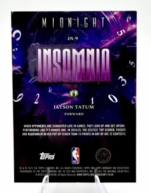 2025 Topps Midnight JAYSON TATUM Insomnia Purple Refractor back