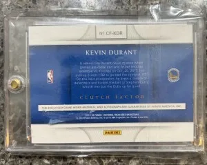 2017 National Treasures Kevin Durant Clutch Factor Patch Auto /49 back