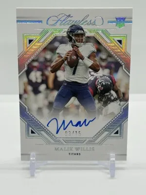 2022 Panini Flawless Malik Wills Flawless Rookie On Card Auto /15 front