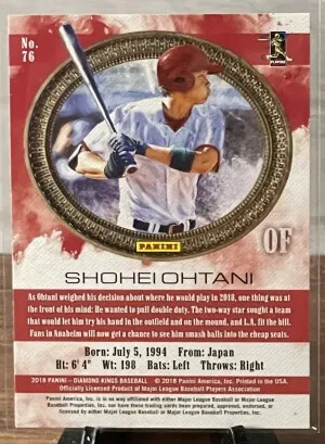SHOHEI OHTANI RC 2018 Diamond Kings Base back