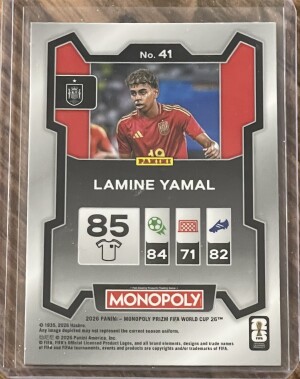 LAMINE YAMAL 2026 Prizm Monopoly FIFA World Cup Base back