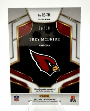 2022 Select TREY MCBRIDE Red Prizm ROOKIE AUTO /60 back