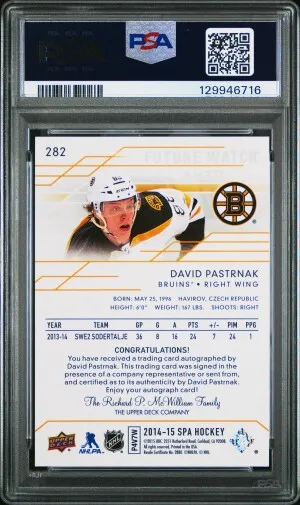 2014 Sp Authentic David Pastrnak Autograph back