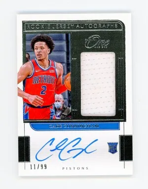 2021-22 Panini One and One CADE CUNNINGHAM Rookie RC AUTO AUTOGRAPH PATCH #/99 - Detroit Pistons front