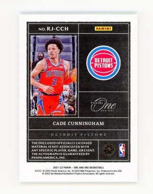 2021-22 Panini One and One CADE CUNNINGHAM Rookie RC AUTO AUTOGRAPH PATCH #/99 - Detroit Pistons back