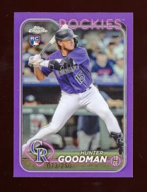 2024 Topps Chrome HUNTER GOODMAN Rookie Card RC PURPLE REFRACTOR #/250 Colorado Rockies #99 front
