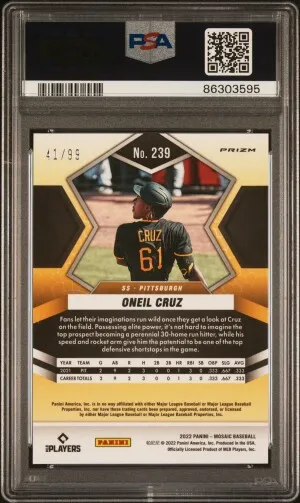 2022 Panini Mosaic O'Neil Cruz Blue Mosaic 41/ 99 back