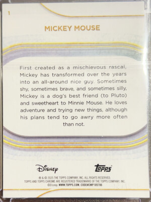 2025 Topps Chrome Disney Mickey Mouse 022/150 #1 back