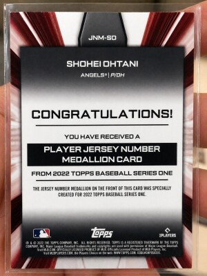 Shohei Ohtani Player Jersey Number Medallion Card back