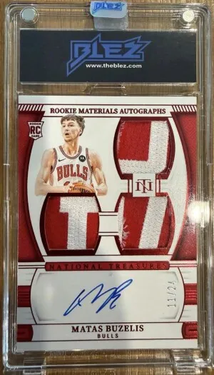 RMT-BUZ Matas Buzelis 2024-25 Panini National Treasures - Rookie Materials Autographs Triple International #/24 front