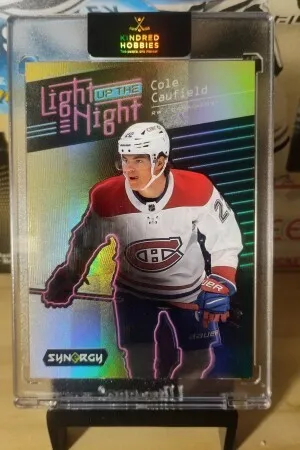 2023 UD Synergy Cole Caufield Light Up The Night Gold 1/1 front