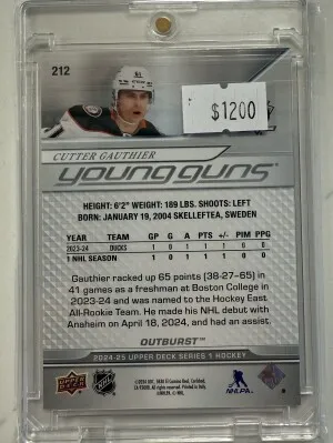 Cutter Gauthier Young Guns Red Outburst /25 back