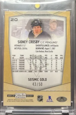 Sidney Crosby Seismic Gold /50 back