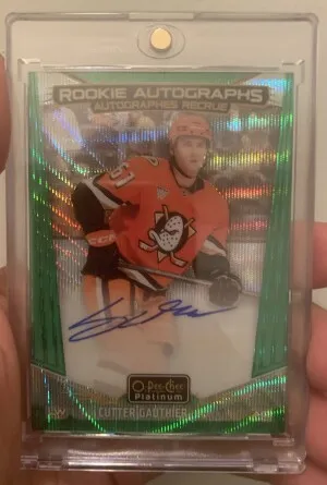 2024-25 O-Pee-Chee Platinum - Rookie Auto Cutter Gauthier Emerald Surge /10 SSP front