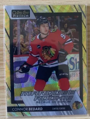 Connor Bedard 2023-24 OPC Platinum Marquee Rookie Neon Yellow Surge front